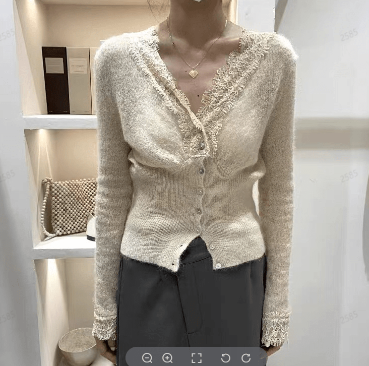 SOERA Aurelie Knitted Lace Cardigan - Sweaters & Cardigans -  Beige One Size
