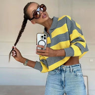 Elena maglione a righe con collo polo