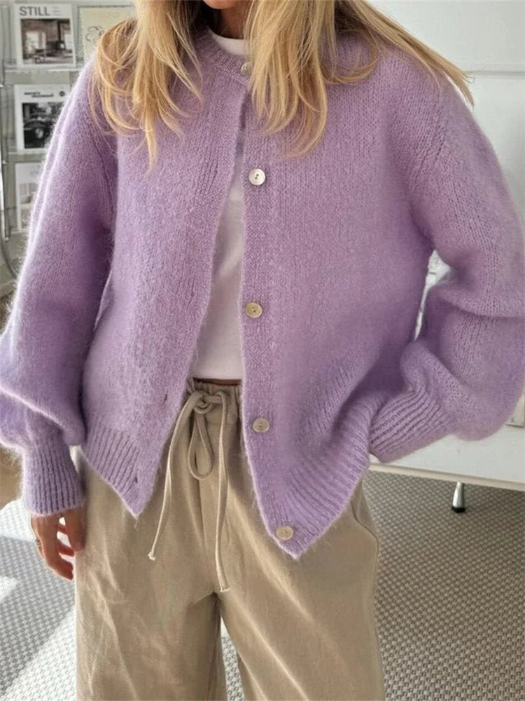 SOERA Freya Fuzzy Knit Cardigan - Sweaters & Cardigans -  Yellow S