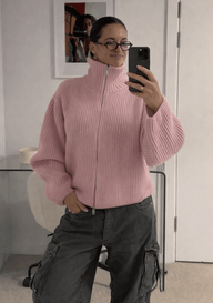 Daniela Oversized Ribbed Zip-Up Sweater