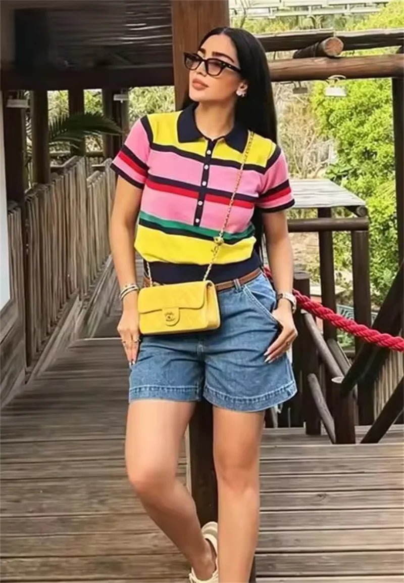 SOERA Claudia Colorblock Polo Knit Top - Top - SOERA-701315-AST-L-33155 L