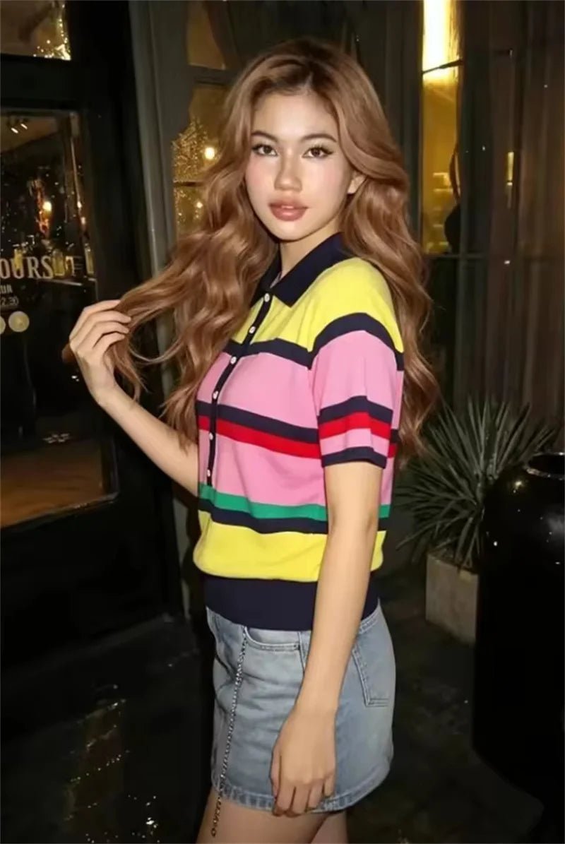 SOERA Claudia Colorblock Polo Knit Top - Top - SOERA-701315-AST-M-00387 M