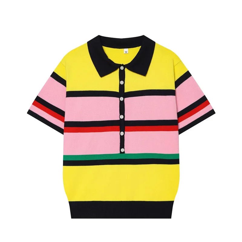 SOERA Claudia Colorblock Polo Knit Top - Top - SOERA-701315-AST-M-00387 M