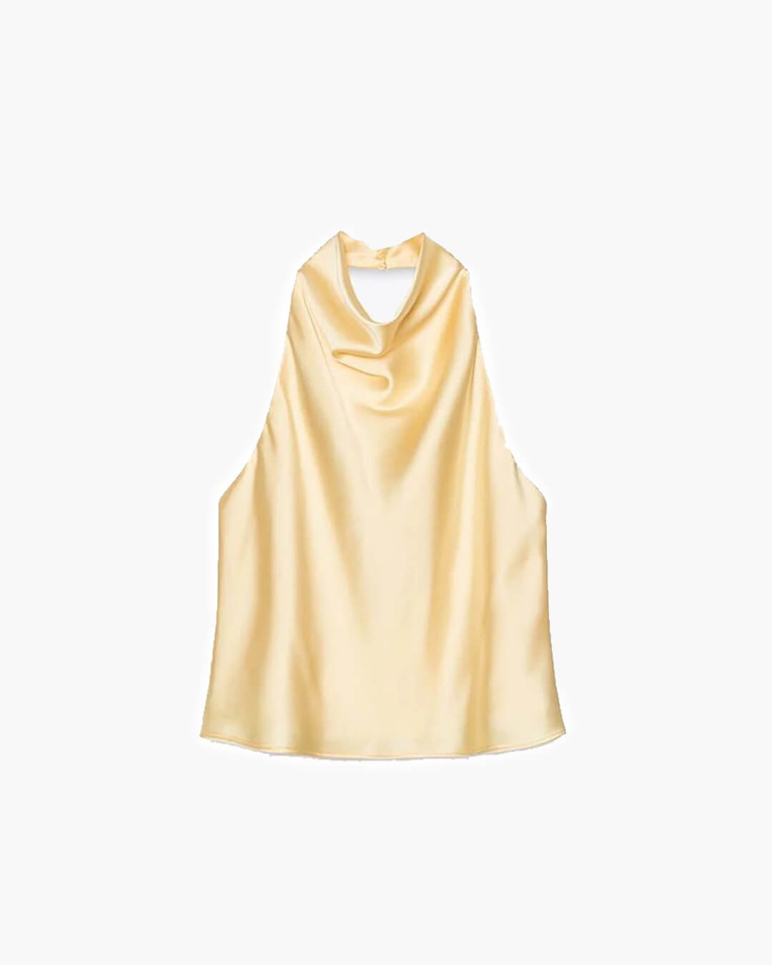 SOERA Anastasia Halter Backless Satin Top - Tops - qS1764442362187221258 Yellow L