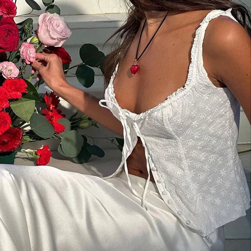 SOERA Araceli Lace Up Tank Top - Tops - 1005005725680099-;sg1770650334221362620 S