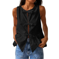 Bianca Peplum-Tanktop mit Schleife