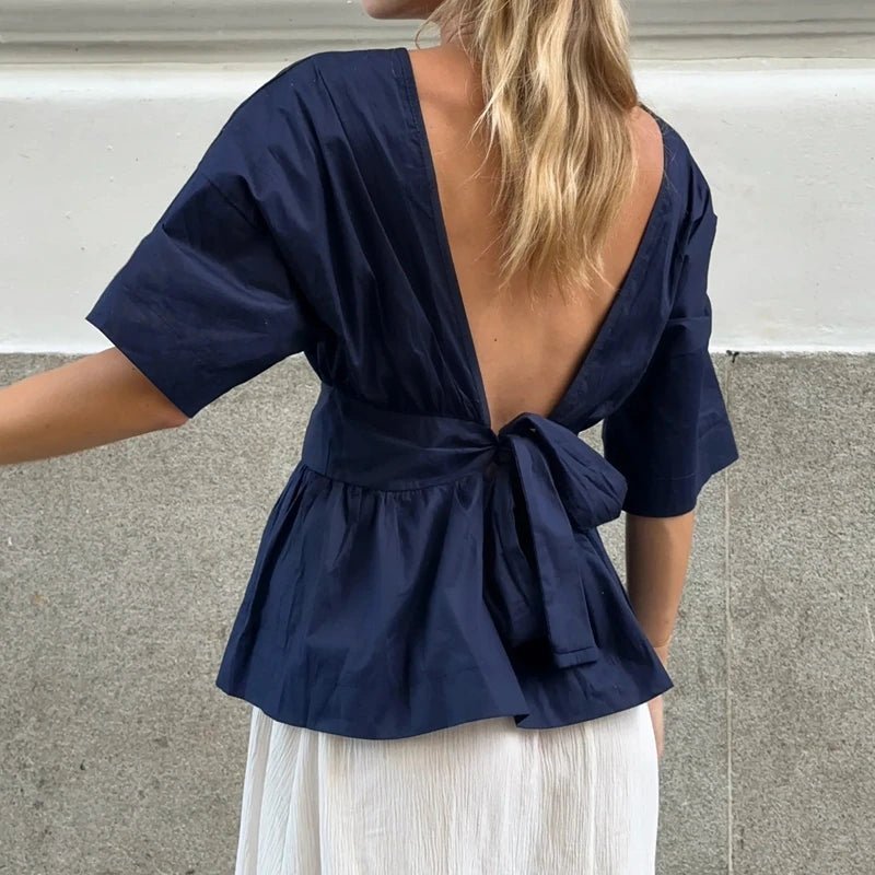 SOERA Cecile Ruffled Backless Blouse - Tops -  Yellow S