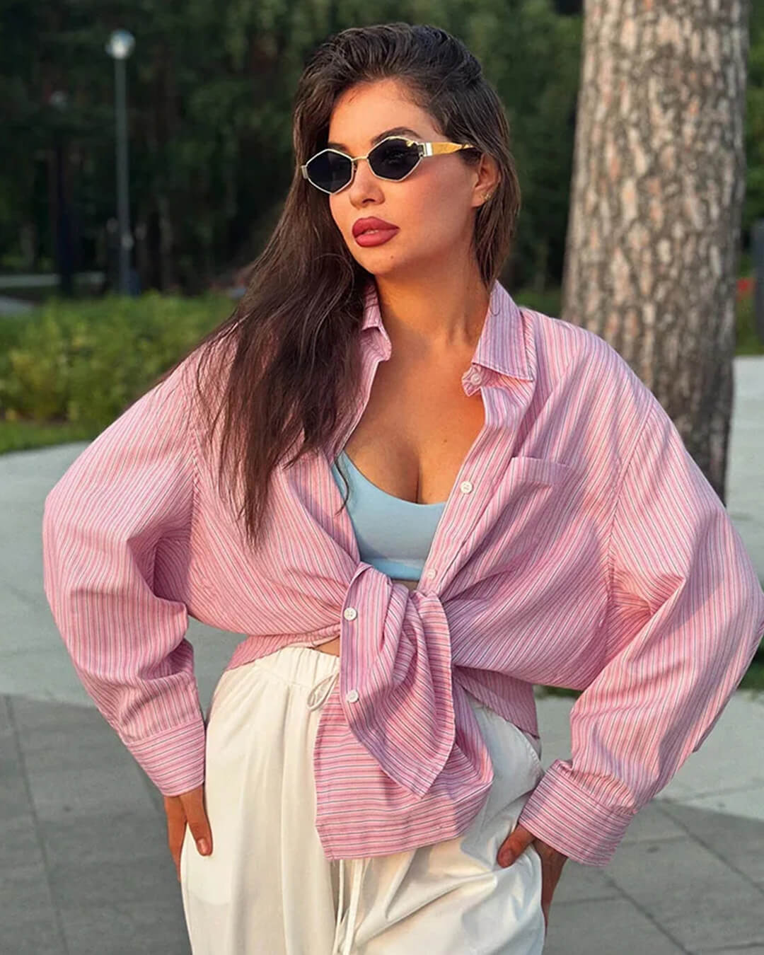 SOERA Gaile Bat Sleeve Striped Shirts - Tops - iy1774532669745699061 Light Yellow XS