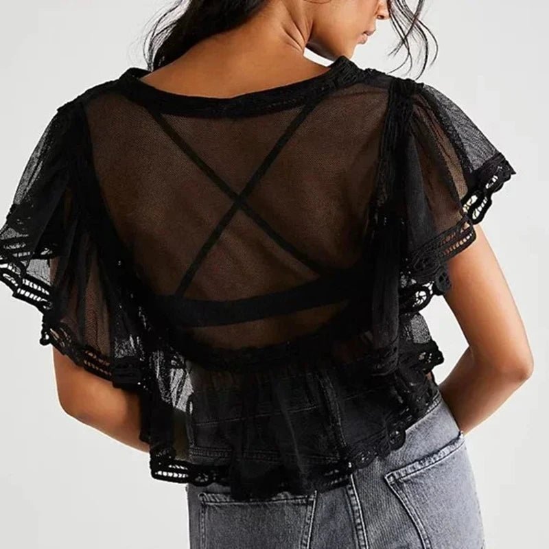 SOERA Genevra Sheer Chiffon Blouse - Tops -  White S