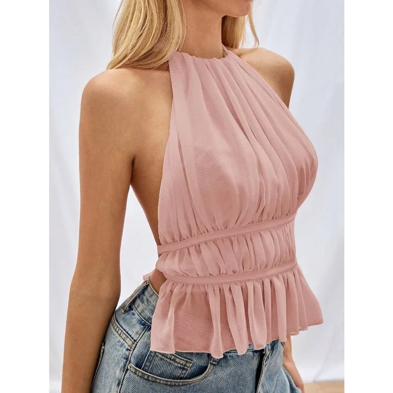 SOERA Ines Ruched Halter Top - Tops -  Black S