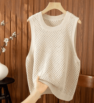 Jamilla Strick-Tanktop mit Durchbruchmuster