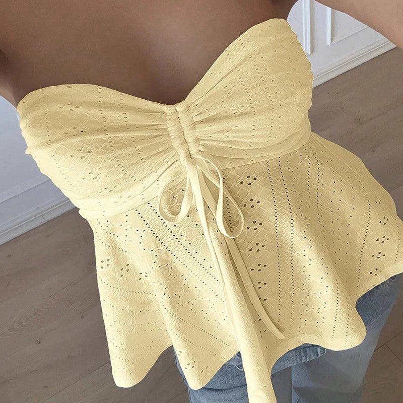 SOERA Jasmine Eyelet Bandeau Top - Tops - 1005009341465004-;kh1771345067789889448 Yellow S
