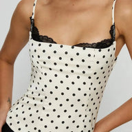 Sofia Polka-Dot-Top mit Spitze