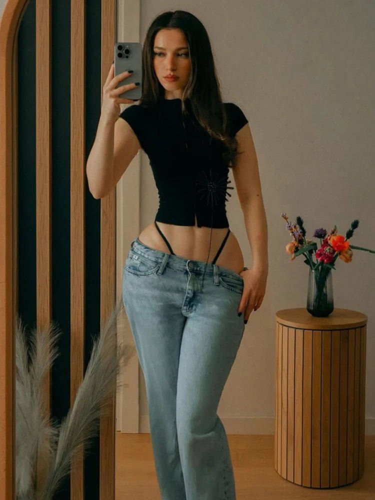 SOERA Kalia Tassel Applique Crop Top - Tops -  Black S