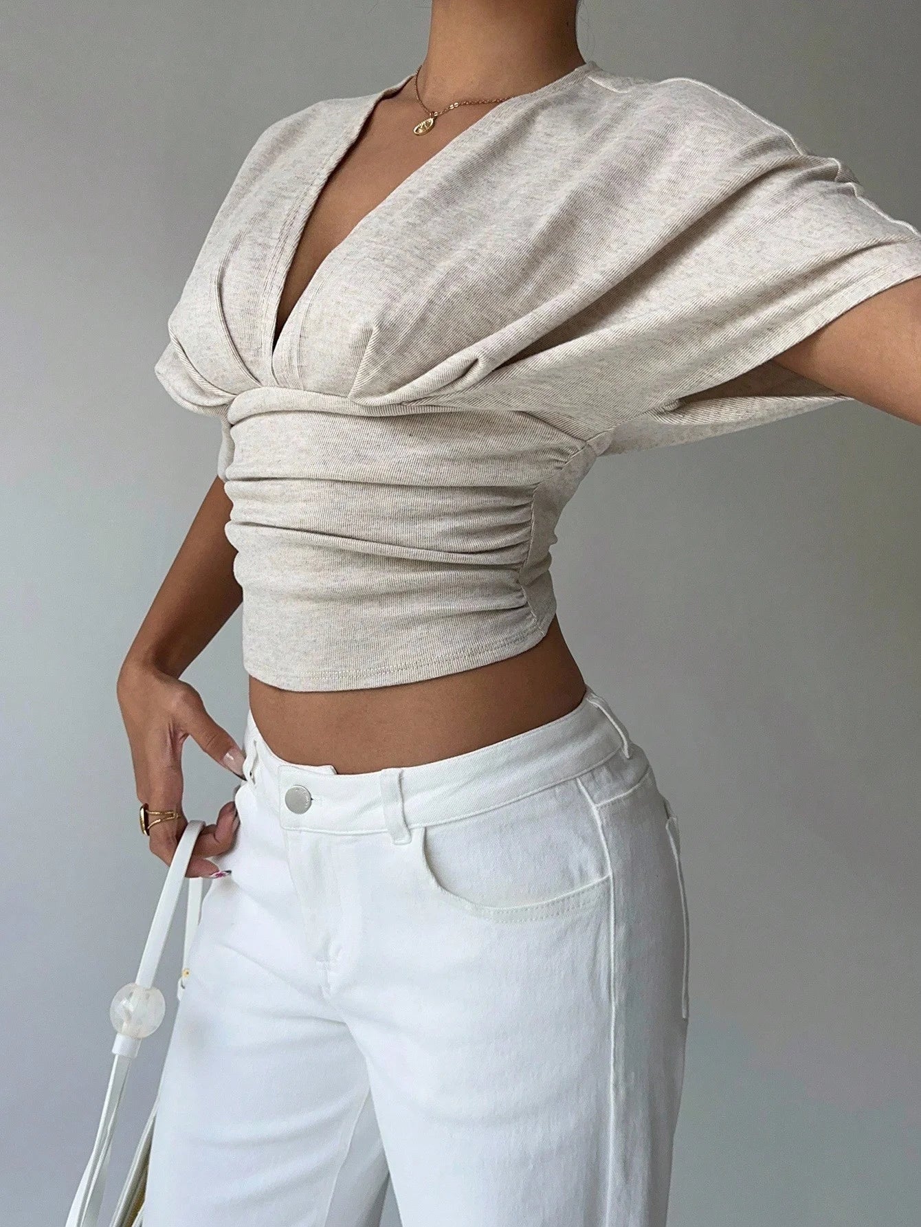 SOERA Kendra Plunged Neck Fitted Blouse - Tops - 1005010495875497-;cm1775118415191292406 XS