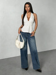 Sophia Neckholder-Top mit Polka Dots