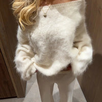 Meryl Off-Shoulder Mohair-Pullover
