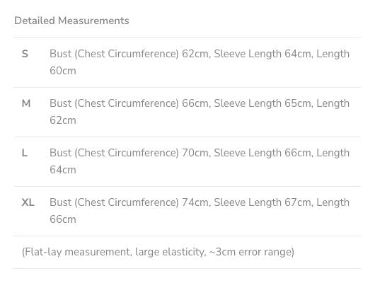 Sara top product description: garment measurements are listed separately for S, M, L and XL, with a flat-lay measurement note.